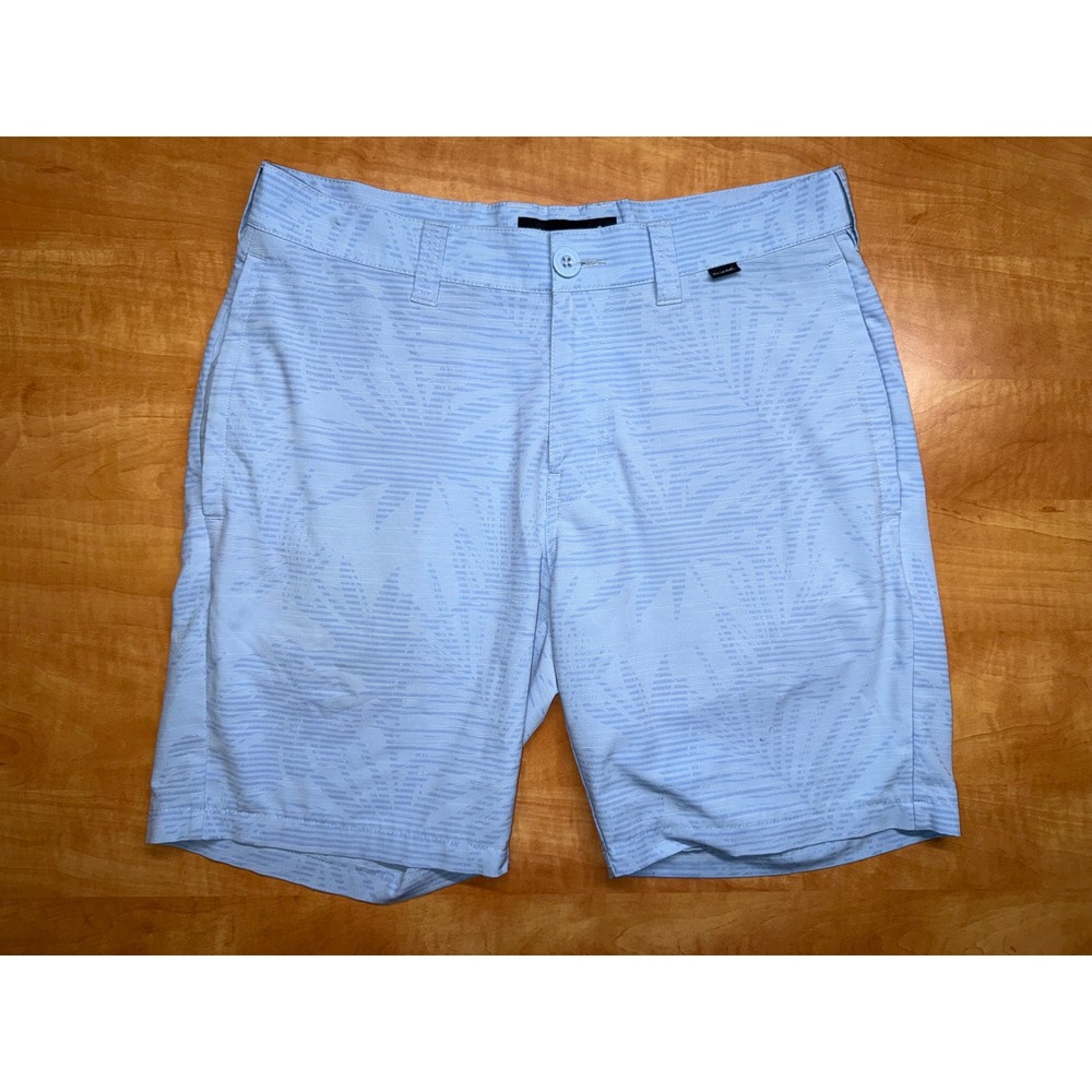 TravisMathew Mens 30 Light Blue Palm Print Performance Golf Shorts Stretch